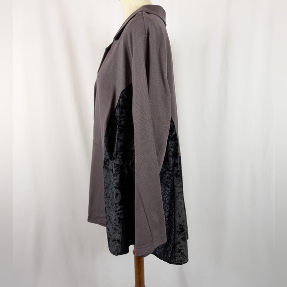 Logo Lori Goldstein Lavish Blazer Jacket Callie Gray Black Velour Womens 2X - Picture 2 of 9